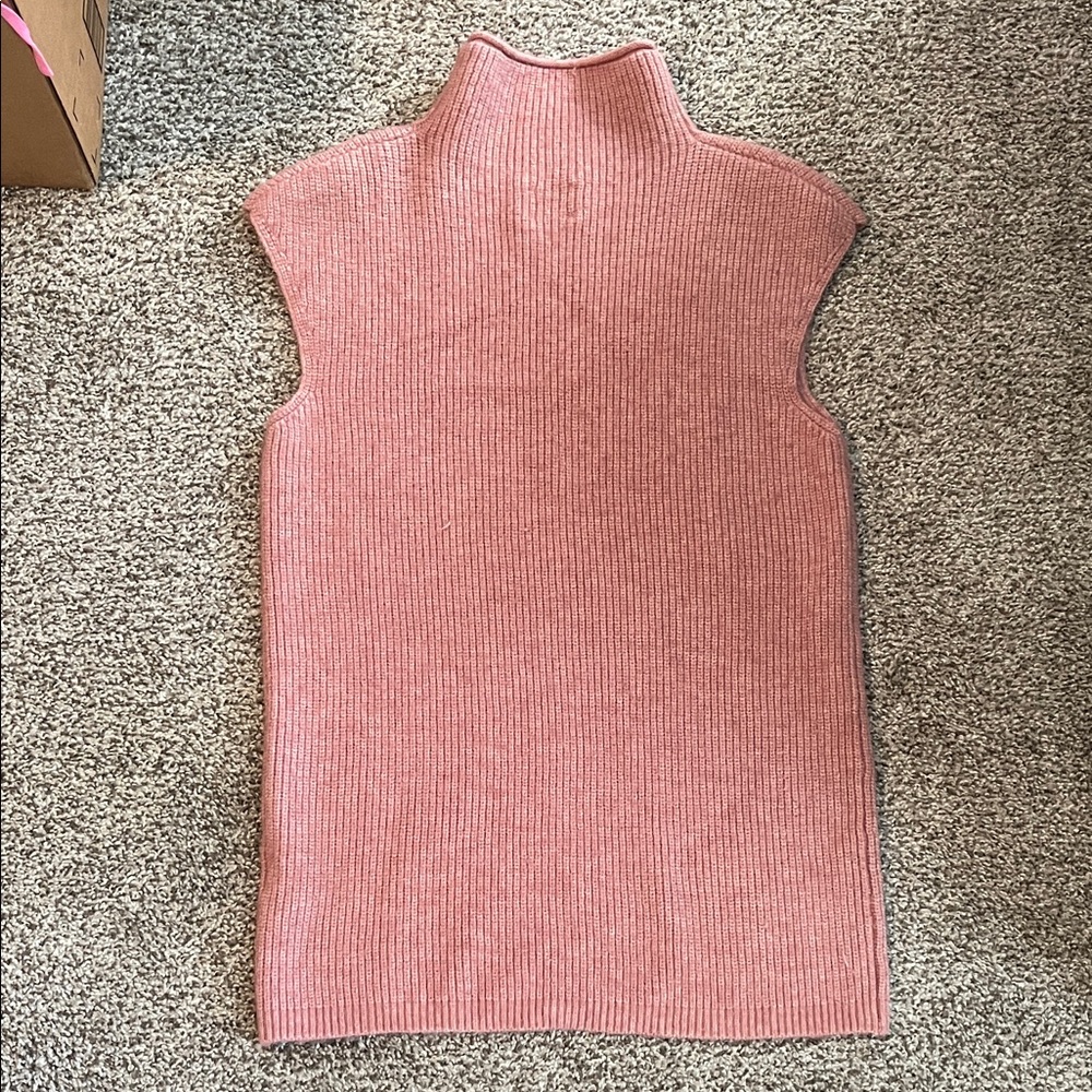 Sleeveless Turtleneck Knit Sweater Tunic Vest/ dress - Dusty Rose